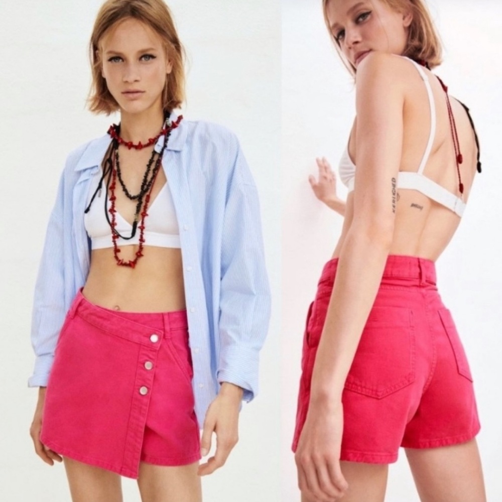 Zara denim pink skort